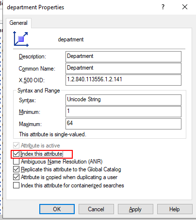 Index LDAP attribute