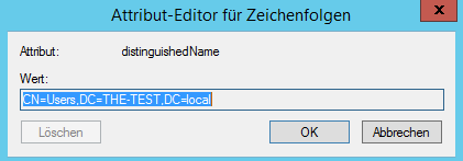 Distinguished name of entry in attribute editor