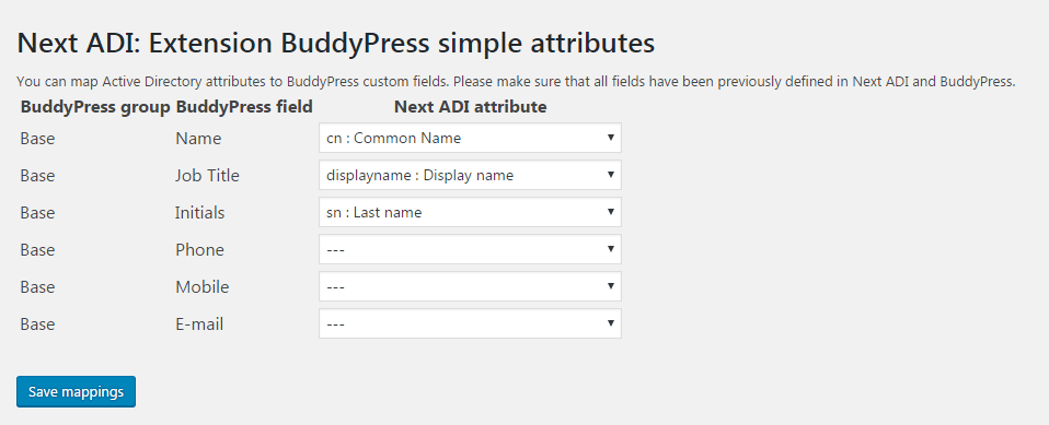 NADI Extension: BuddyPress Simple Attributes