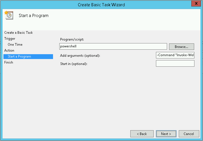 Create basic PowerShell task in Windows Task Scheduler